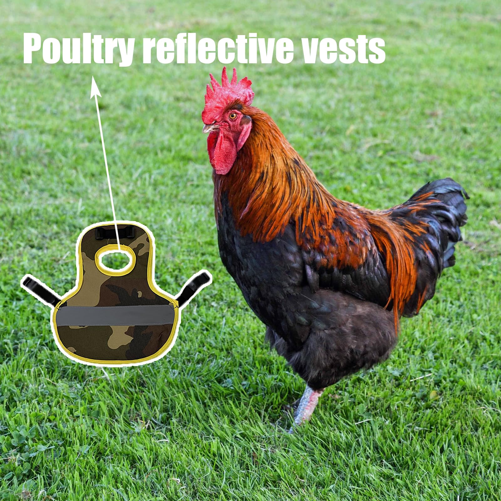 Giocattoli Pollo Sella pet Giubbotto Riflettente, Vestiti di Gilet Riflettente per Animali Domestici, Regolabili, Grembiule da sella Galline, Cinghie Elastich Gallina Costume (mimetico)