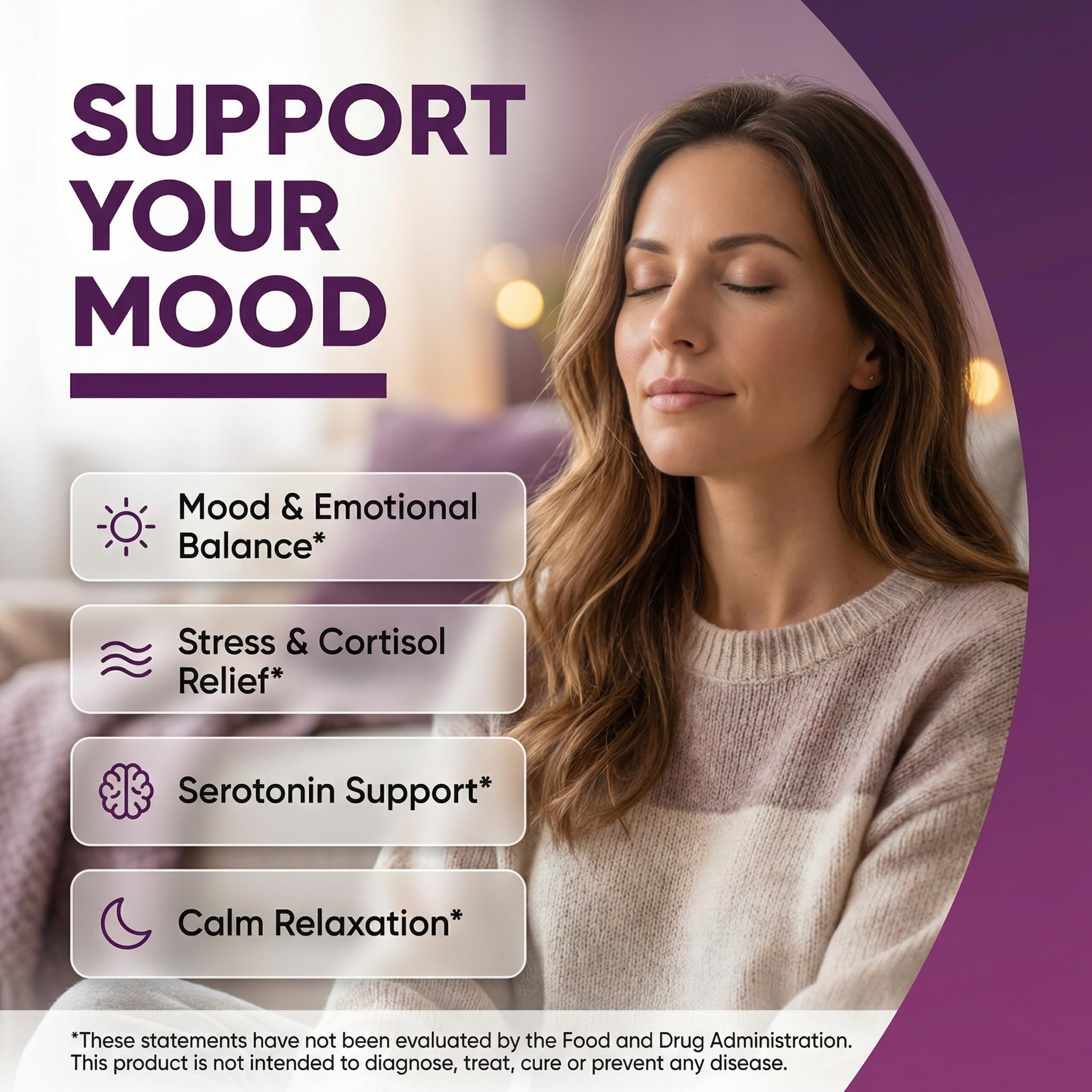 AuraZen Mood Support Saffron Gummies L-Theanine Ashwagandha Rhodiola St John's Wort Lions Mane GABA Vitamin D Magnesium Supplement | Calm Vegan Plant-Based Herbal Gummy By Clean Nutra — Amazon image 2