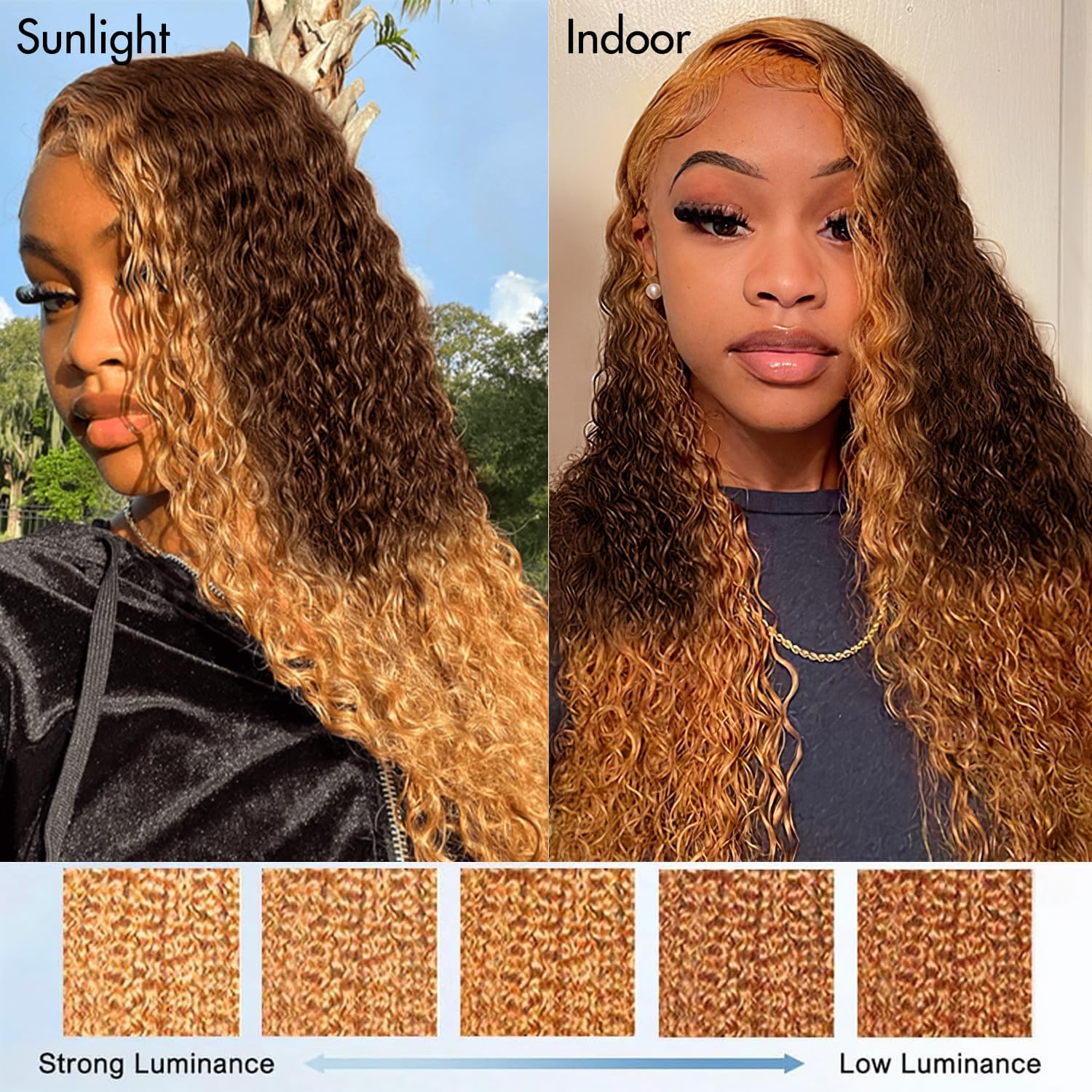 MEGOOD 250% Density 13x6 Highlight Ombre Lace Front Wig Human Hair 13x6 HD Honey Blonde 4/27 Curly Wig Human Hair Pre Plucked Deep Wave Lace Front Wigs Human Hair Colored Wigs 18Inch