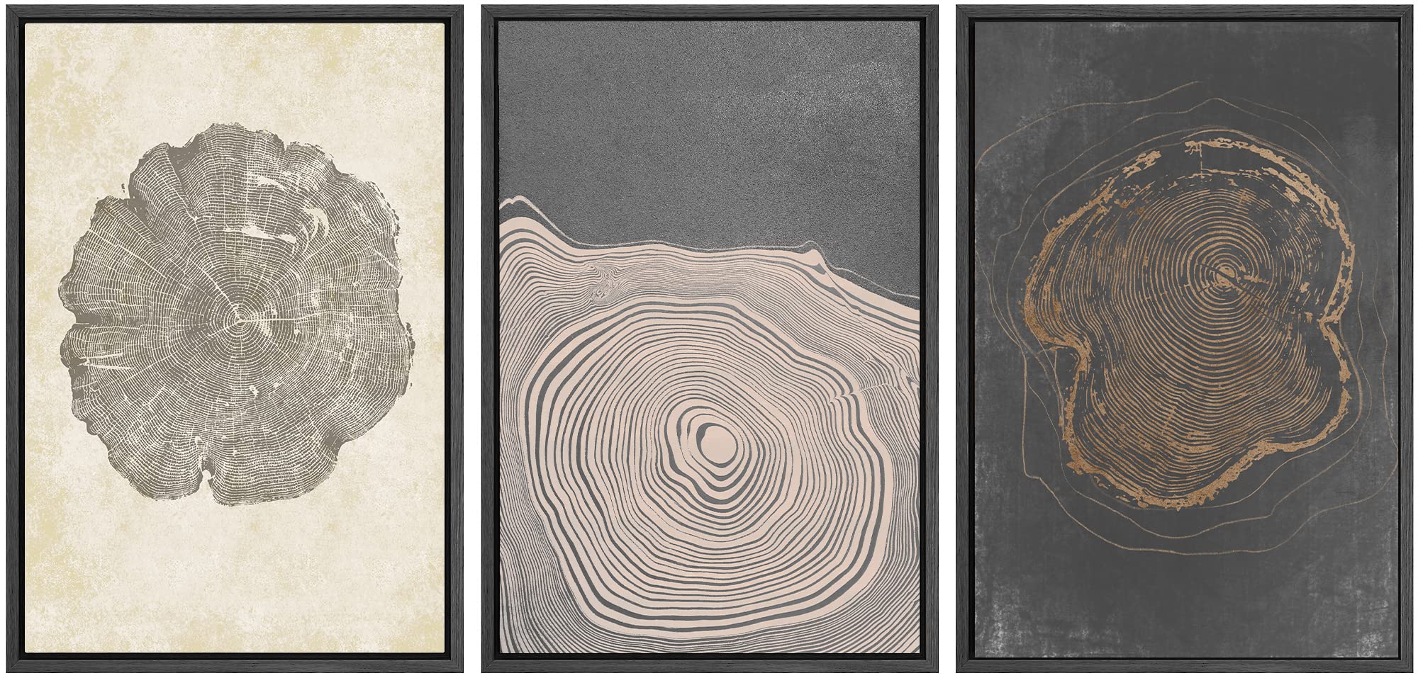 SIGNWIN Framed Canvas Print Wall Art Set Blue White Grunge Geometric Pattern Abstract Shapes Cozy Neutral Decorative Contemporary Minimal for Living Room, Bedroom, Office - 24"x36"x3 Natural — view 109