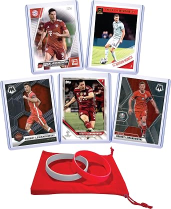 Robert Lewandowski 5 Assorted Soccer Cards &/or Sticker Cards Gift Pack