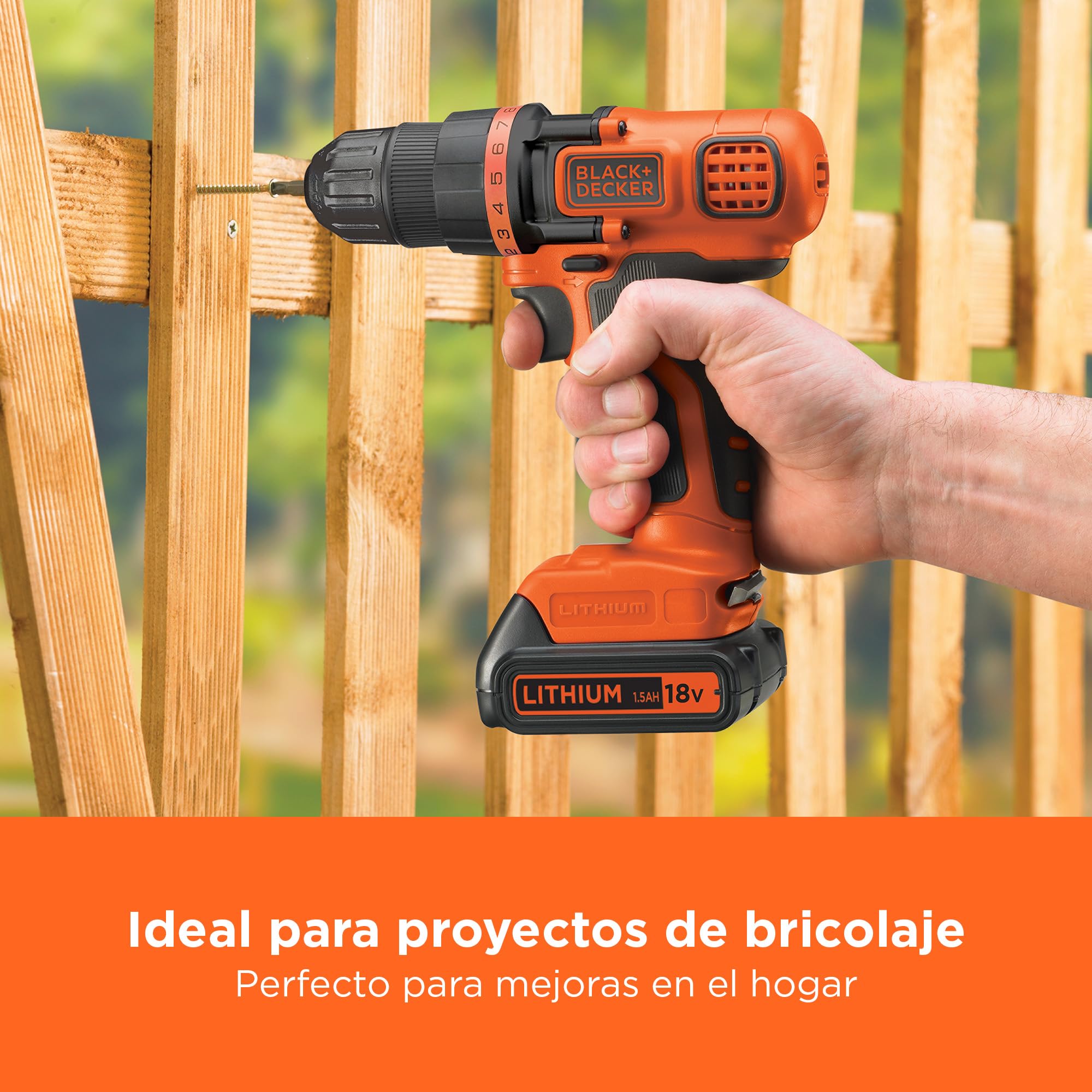 BLACK+DECKER Atornillador sin cable 18V, 28Nm de par, 10 ajustes de par, diseño compacto, sin accesorios, BDCDD18N-XJ