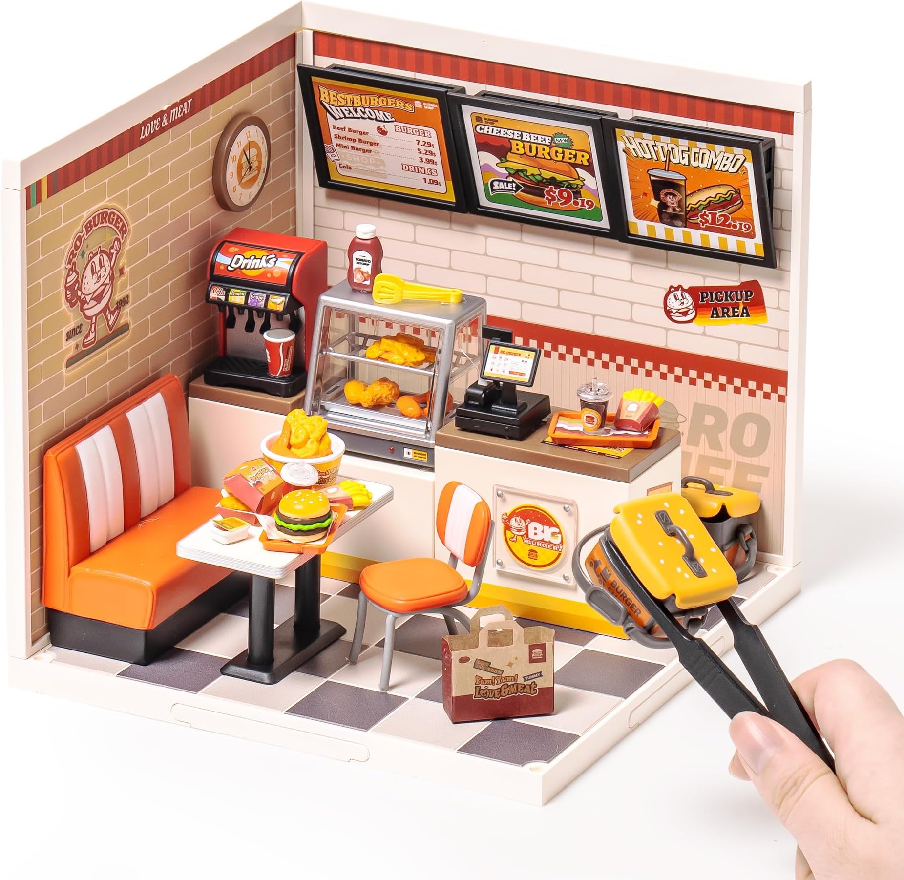 Rolife Super Creator Series DIY Miniature House Kits Dollhouse Model Kits with Accessories Hobbies of Women Christmas Birthday Gift for Adults (Yum Yum Burgers)