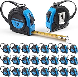 24 Pieces Tape Measure Retractable and Easy Read with Fractions Marked Easy Read Basics Self Locking Measuring Tape Bulk for Engineer Contractors