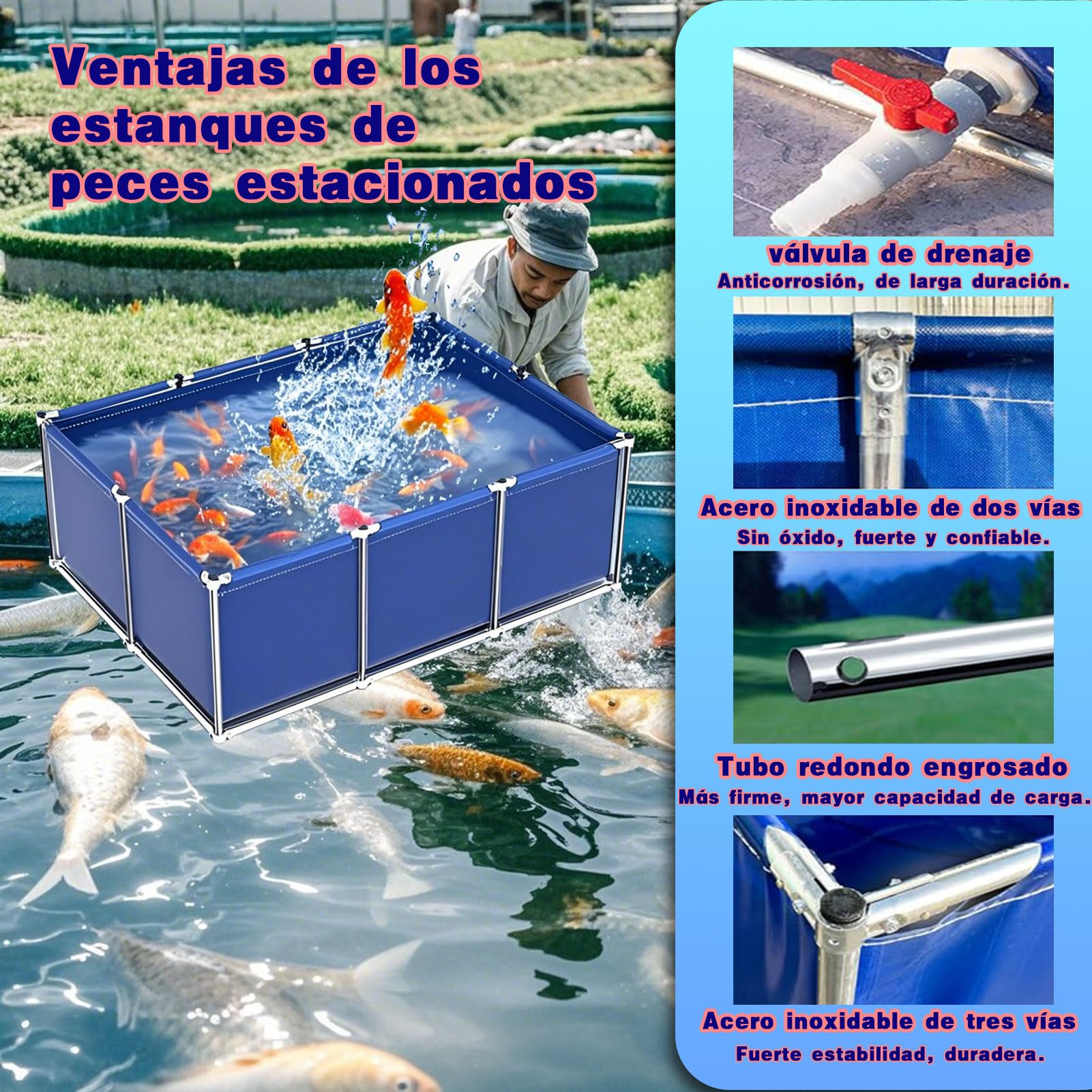 Acuario Grande De PVC/Lienzo,Genérico Estanque de Acuario Grande para Interior,Piscina Ornamental con válvula de Drenaje,para criar koi,riego,Almacenamiento de Agua（tamaño:L200xW150xH40cm