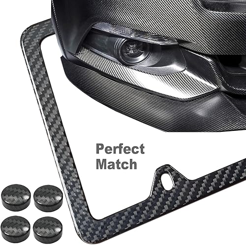 Miniatura 7 de ZXFOOG Marco de matrícula de fibra de carbono, 100% hecho a mano, soporte envuelto en tela de fibra de carbono real, cubierta delgada de aluminio