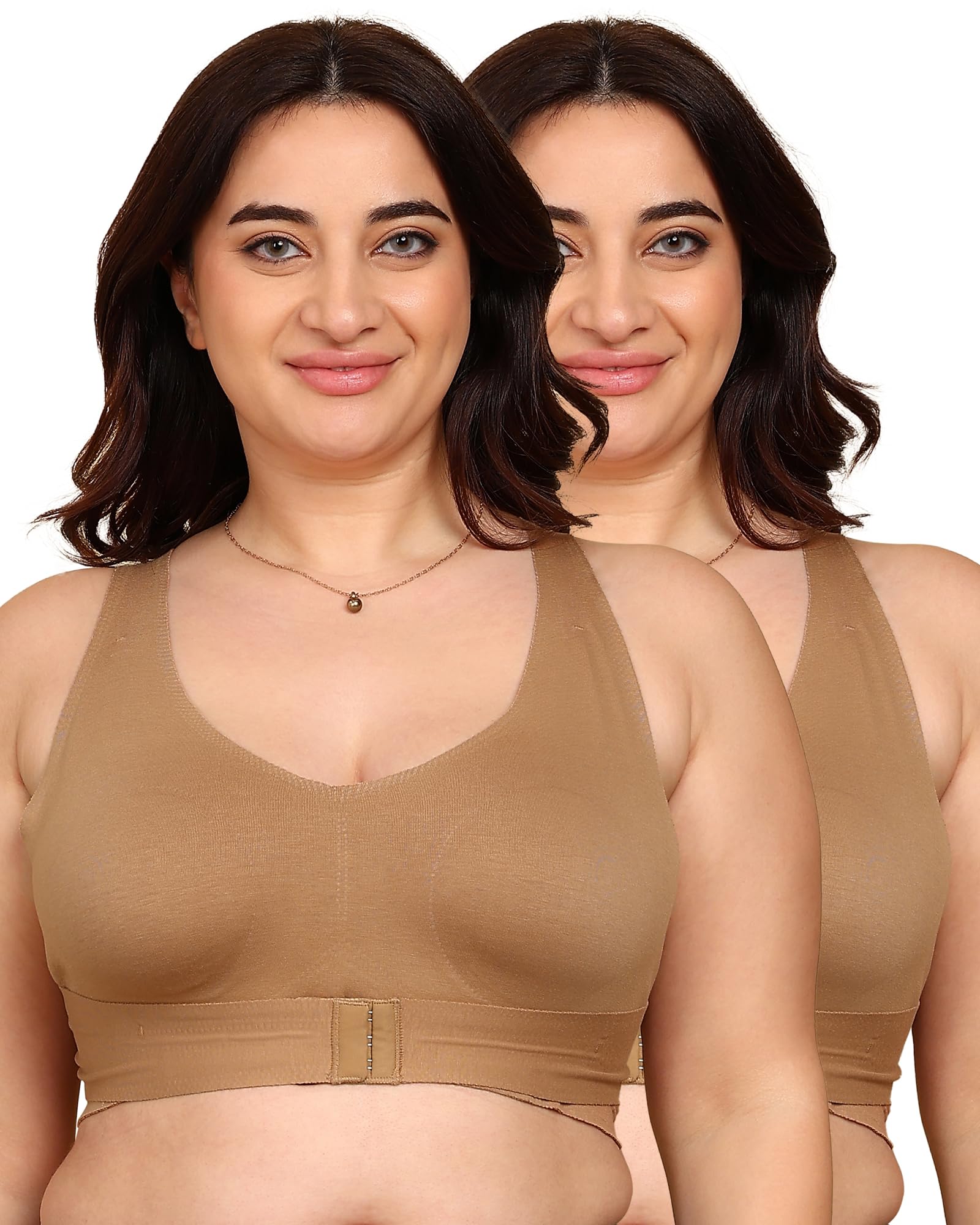 Cotton Non-Padded Bonded Gym Bra for Women | Crisscross Back Support | Full Coverage Wire-Free for Workouts | Hidden Concealer | No Elastic Move Freely | Breathable Cotton | Pack of 2-image-20