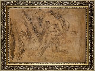 Vintage Framed Nude Figure Sketch Wall Art Canvas Print Oil Paintings Reproduction World Classics Middle Ages Painting Poster Pictures Home Decor for Living Room Bedroom Office Apartment (Gold Framed,24L"X32W")