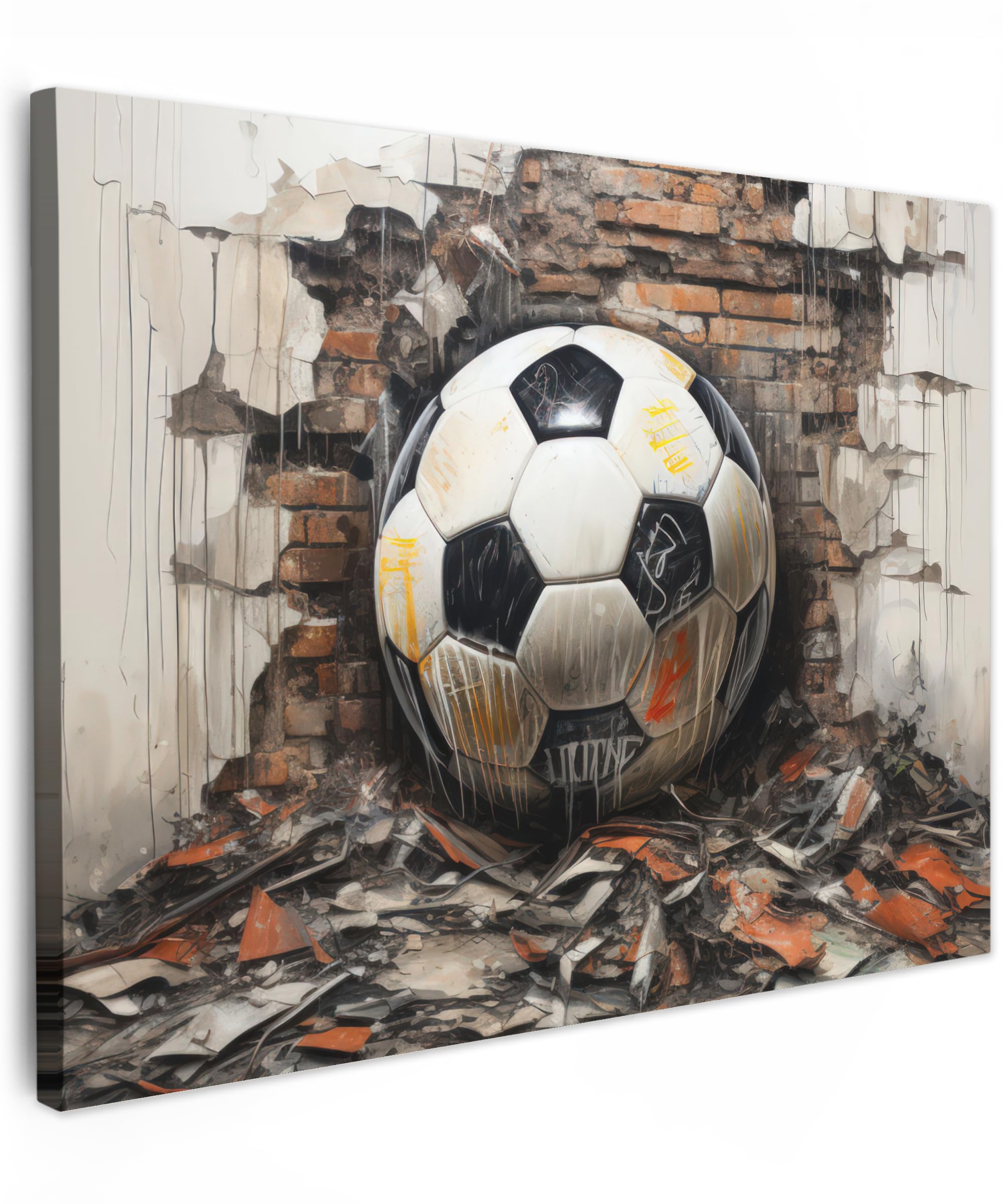 MuchoWow© Canvas Wall Art 31"x24" / 80x60 cm Decor Prints for Living Room Decorative Canvases Hall Artwork Football - Wall - Black - White
