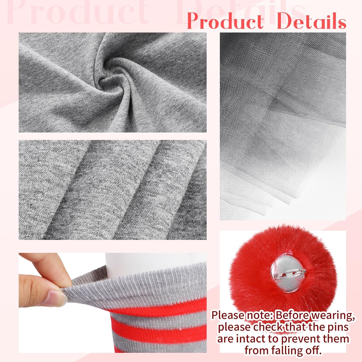 Halloween Clown Costume for Women Tutu Skirt Ruffle Collar Stripes Thin Tube Socks Faux Rabbit Fur Balls Red Latex Balloons