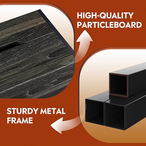 Miniatura 4 de WLIVE Juego de 2 mesitas de noche con estación de carga, mesas auxiliares con puertos USB y tomas, mesas auxiliares estrechas con cajones de madera,