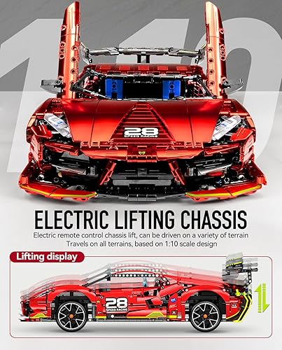 Miniatura 3 de BAV Juegos de construcción de autos deportivos chapados con elevación de chasis eléctrico, modelo de construcción coleccionable para adultos, escala