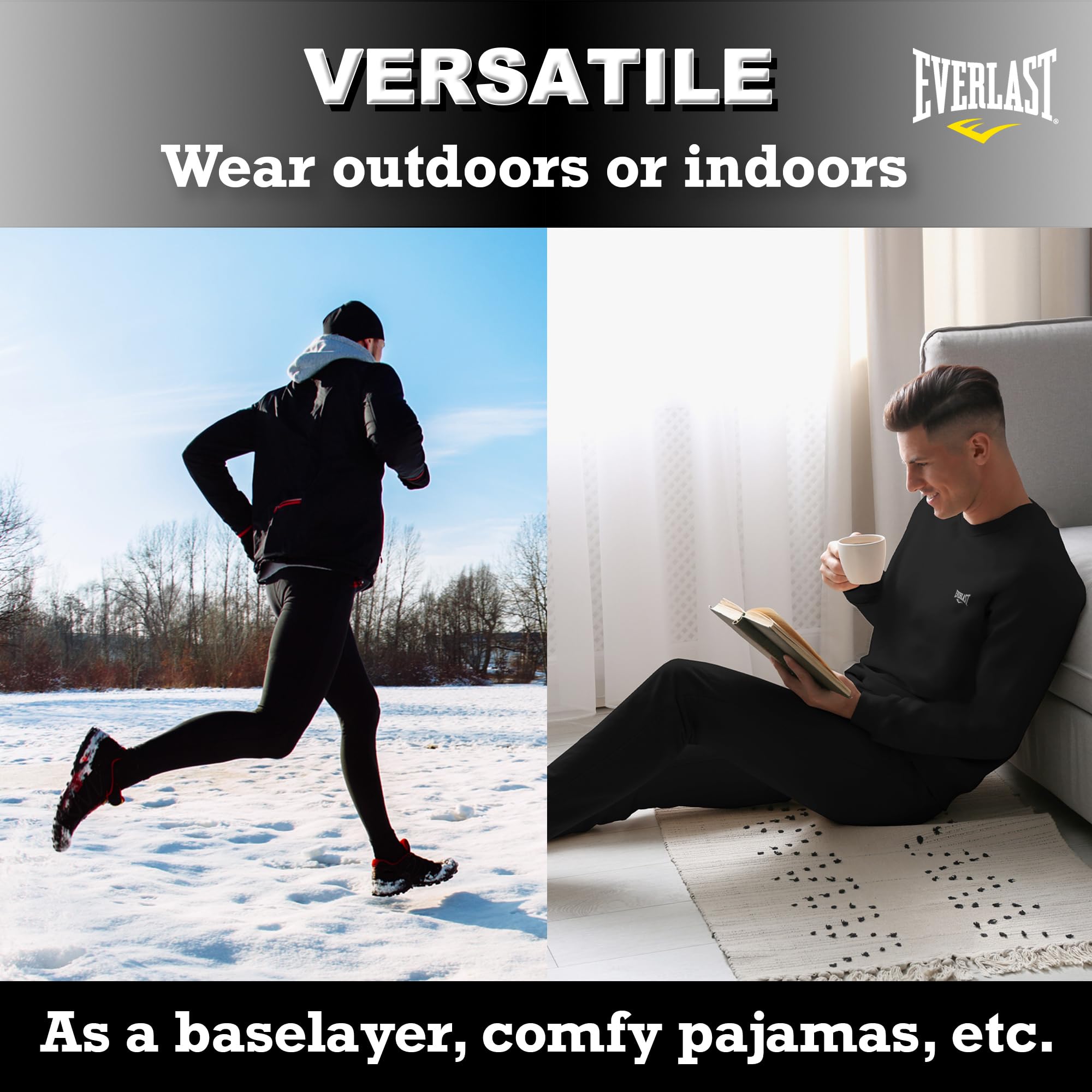 Everlast Mens Base Layer Set - Top & Bottom - Compression Shirts for Men, Compression Pants Men, Rash Guard for Men, Leggings