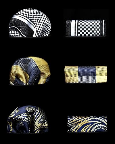 Miniatura 6 de HISDERN Juego de corbatas y pañuelo de bolsillo para hombre, corbatas elegantes para hombre, lote clásico, 3 piezas, corbatas y pañuelos para fiesta