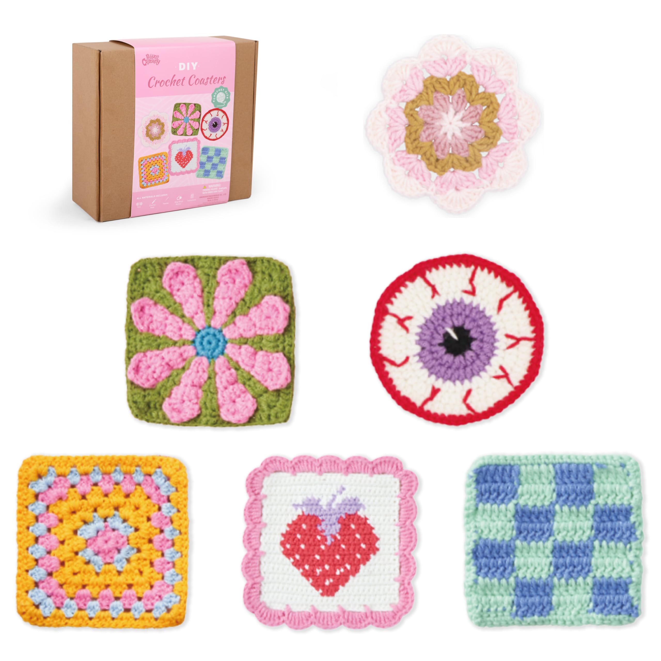 HOUSE CREATIVITY Kit per uncinetto per principianti e adulti, set completo con filato di 20 colori, video tutorial, ganci | Kit per imparare a lavorare all'uncinetto fai da te per donne e adulti