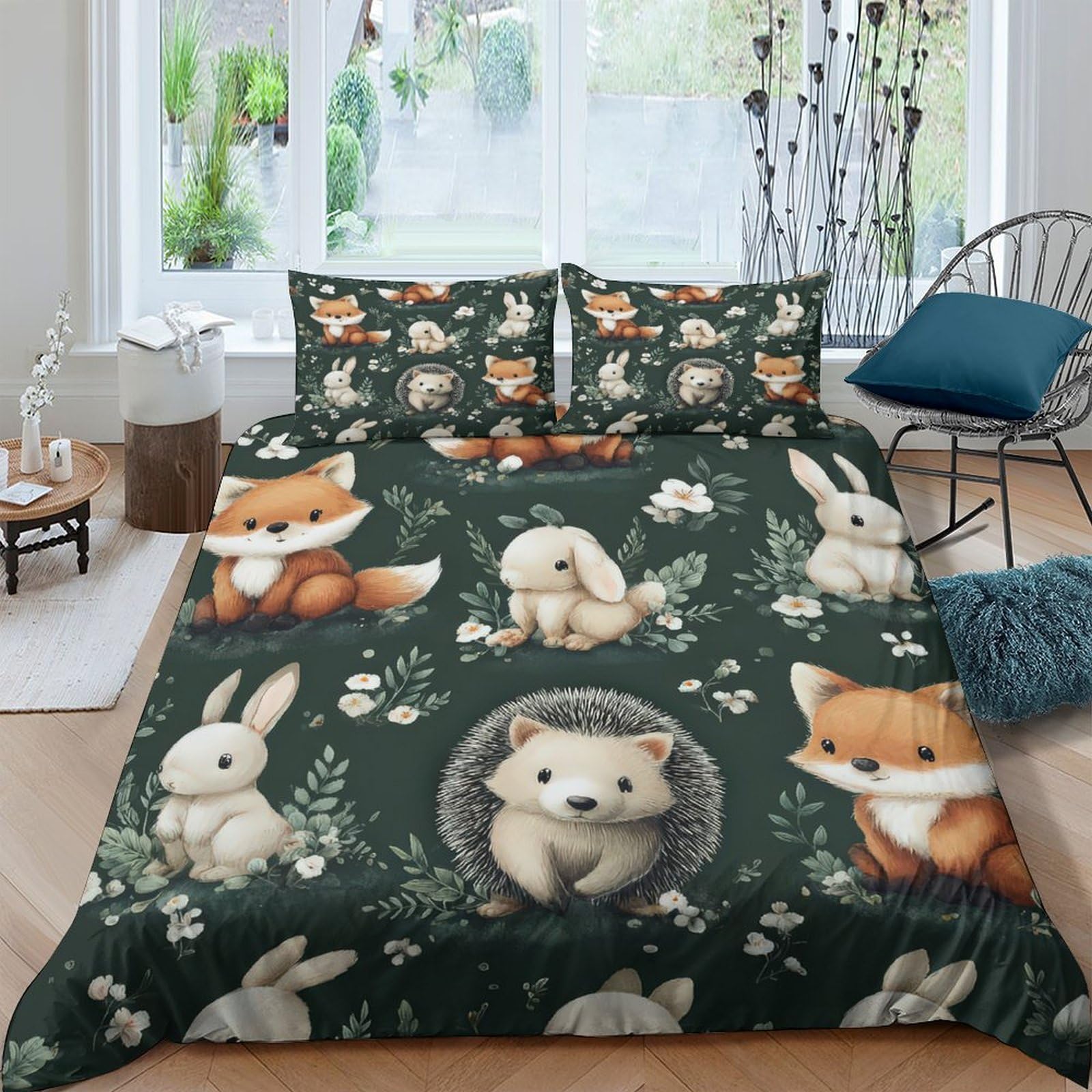 Ctjqhvkz Style-8 3D Printed Forest Animal Fitted Sheet Microfiber Soft Cartoon Woodland Mattress Cover For Bedroom Guest Room Decor Single（135X200cm）