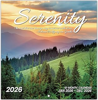 2026年カレンダー、セレニティマンスリー壁掛けカレンダー2026年11月~2026年12月、壁掛けカレンダー、12インチ x 24インチ開き、整理に最適なフルページレイアウト