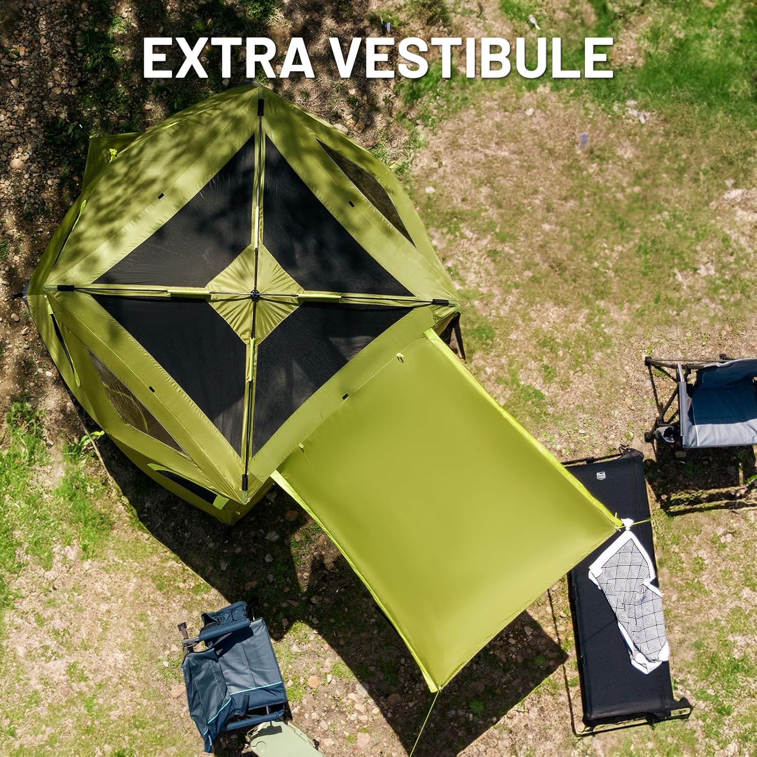 TIMBER RIDGE Camping Tent, 4 Person Instant Pop Up Hub Tent with 8 Windows, Easy 60 Second Setup, Weather Resistant Family Cabin Tents with Rain Fly for Camping, Hiking, Outdoor Travel