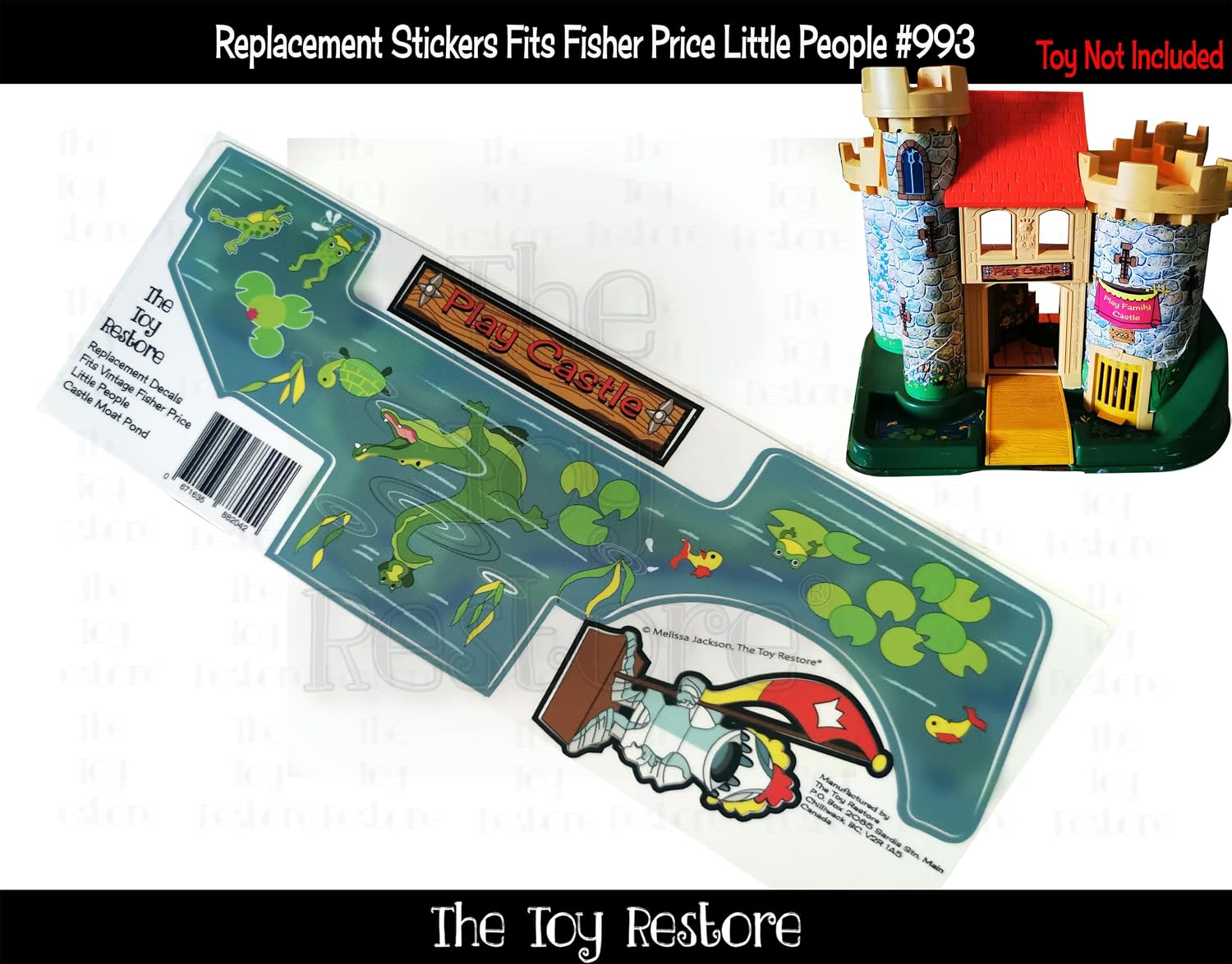 Toy Restore Replacement Stickers Fits Little People Castle #993 Moat Litho Set