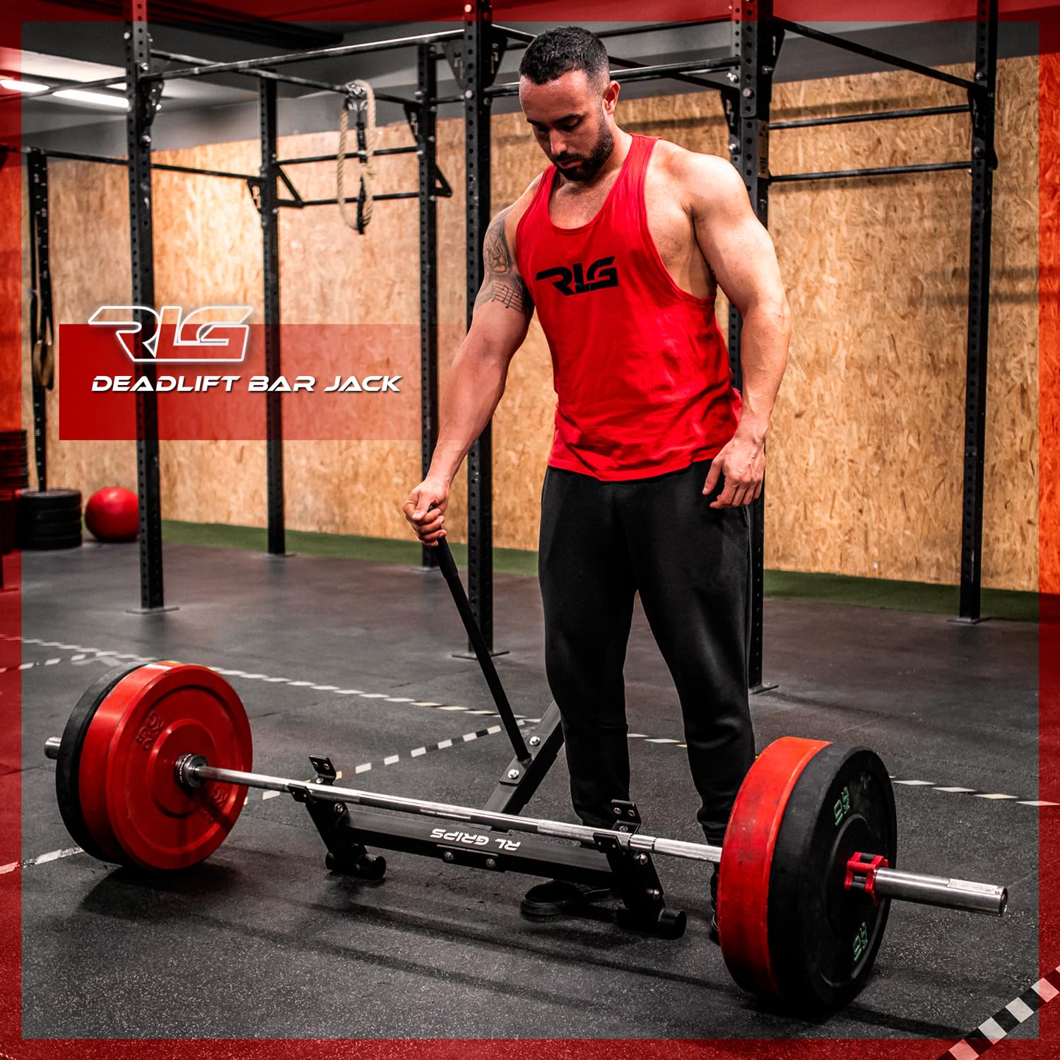 RL Grips - Deadlift Bar Jack - Elevador de Barra para Peso Muerto de Acero Resistente - Gato de Carga para Powerlifting, Halterofilia, CrossFit y Gimnasio Profesional
