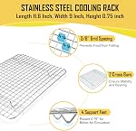 12.5 Inch Baking Pan with Rack Set, Joyfair Quarter Stainless Steel Toaster Oven Tray with Cooling Rack for Cookies/Meats/Bacon, Heavy Duty & Commercial Grade, Mirror Finish & Dishwasher Safe | Bakeware Pan & Grid Rack for Cooling Cookie, Roasting Ch