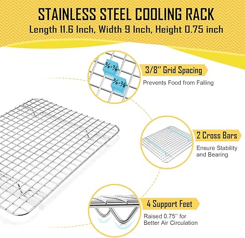 Miniatura 3 de Joyfair - Bandeja para hornear de 12.5 pulgadas con juego de estante, bandeja para horno tostador de acero inoxidable con estante de refrigeración