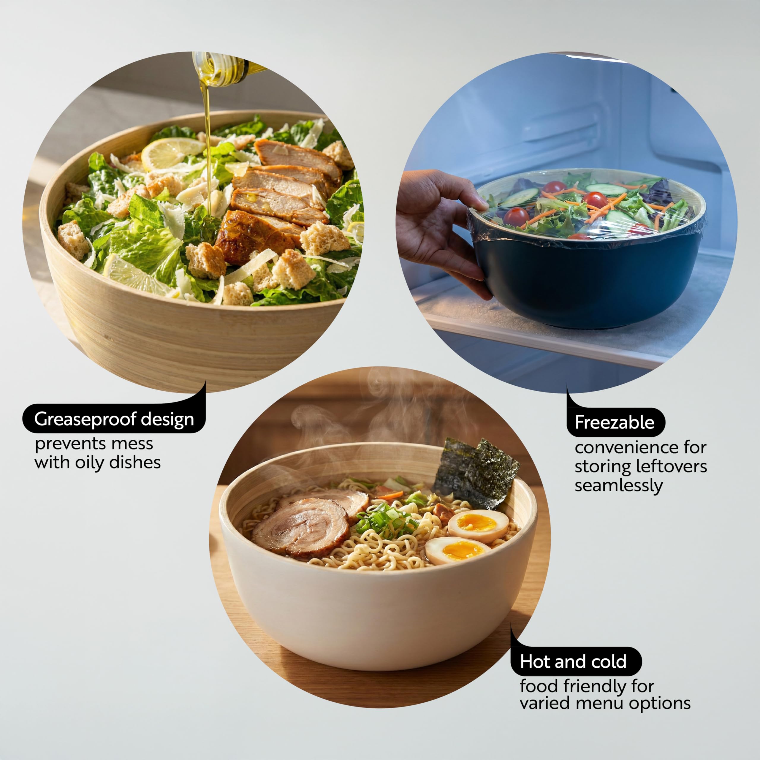 Restaurantware - Bambuddha - Ensaladera pequeña de 15 onzas, 1 cuenco redondo de alta resistencia, sostenible, reutilizable, de bambú verde, para servir ensaladas, frutas y aperitivos