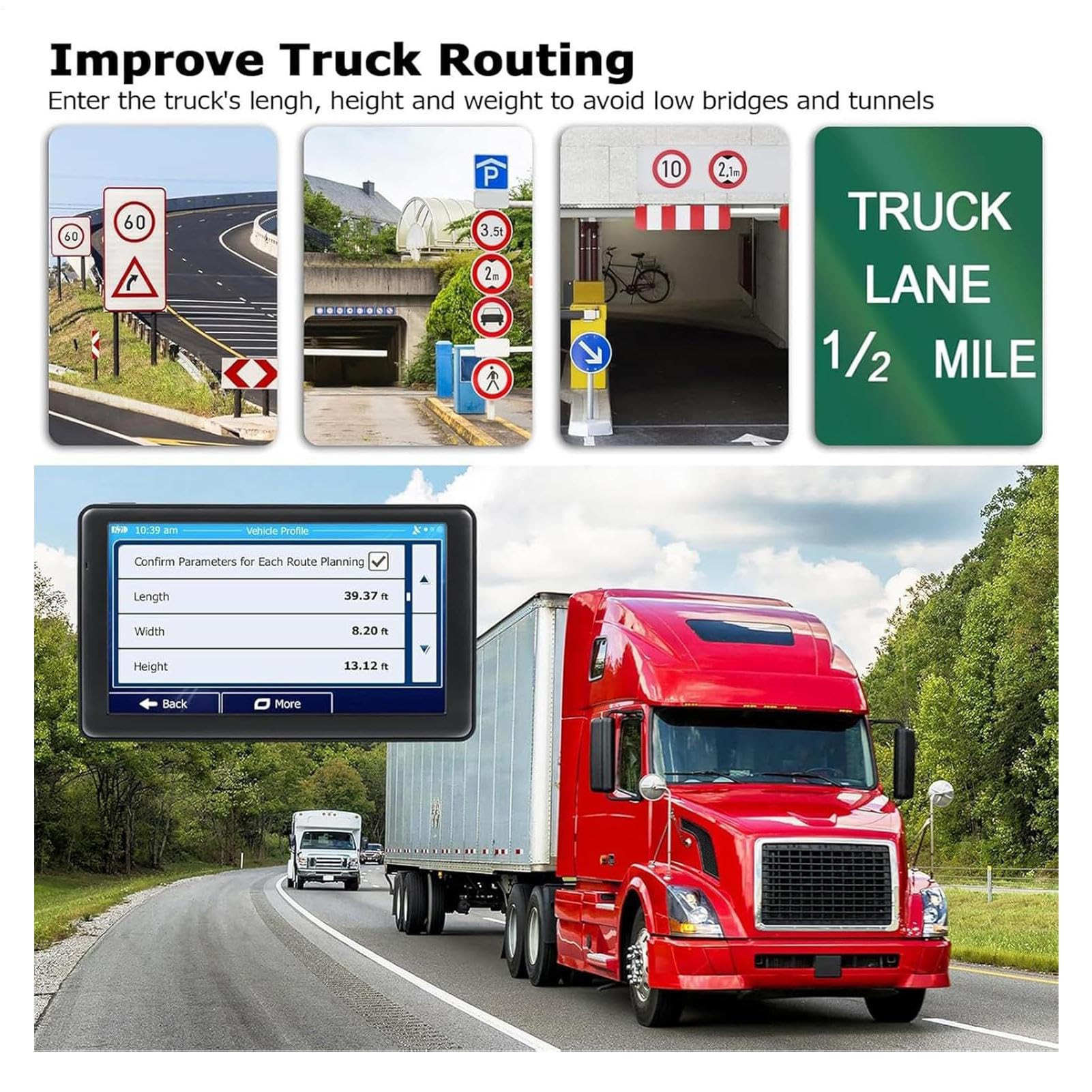 Navegador GPS para Coche - Navegador GPS de 17,8 cm | Pantalla Táctil con Mapas Inteligentes Dispositivo Portátil para Viajes Largos Carretera Camiones Autocaravanas