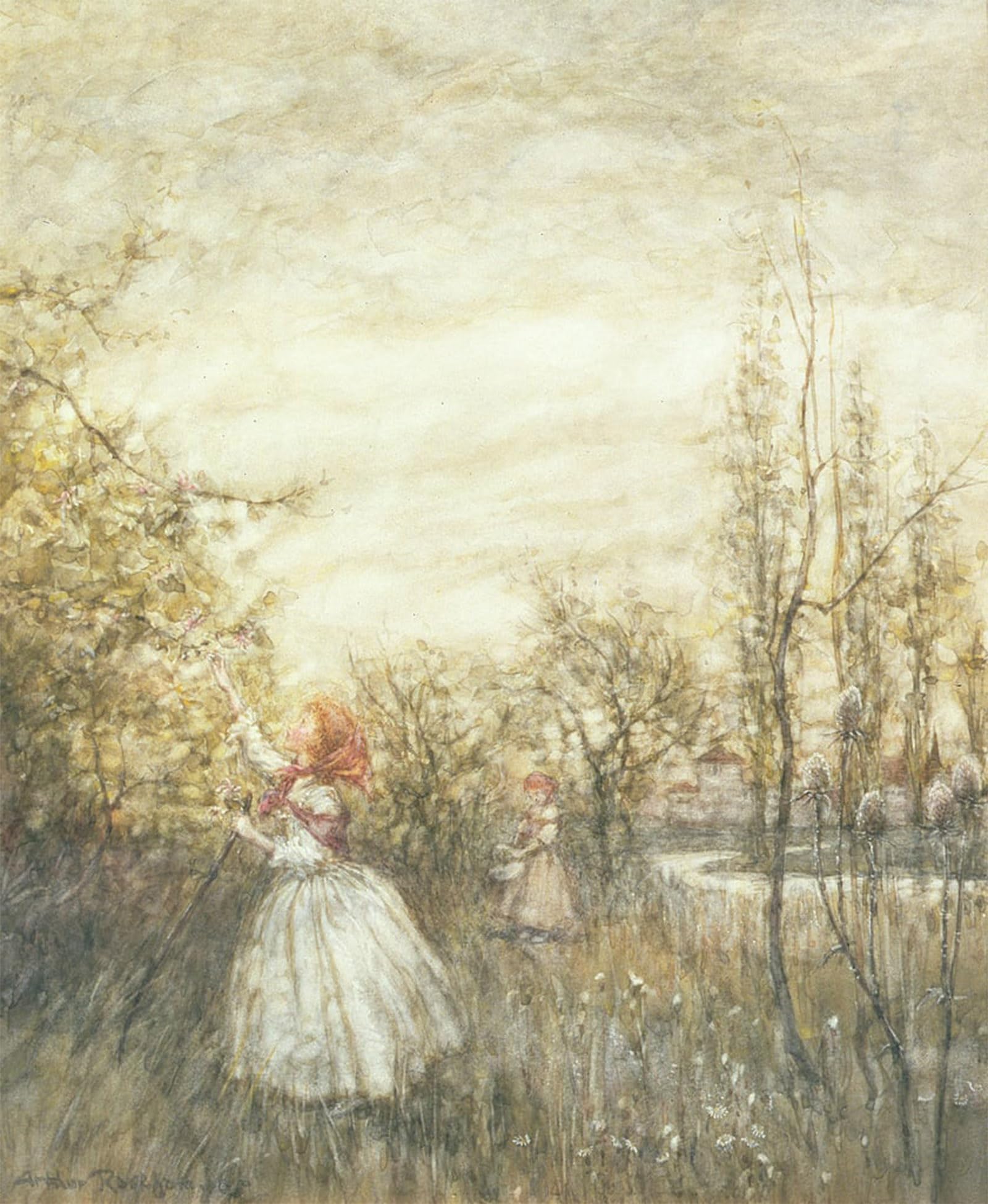ARTXLXXBN Famous Painting Art Wall Decor Abstract Art Picture Honeysuckle by Arthur Rackham Animal Pictures for Home Decor 60x90cm