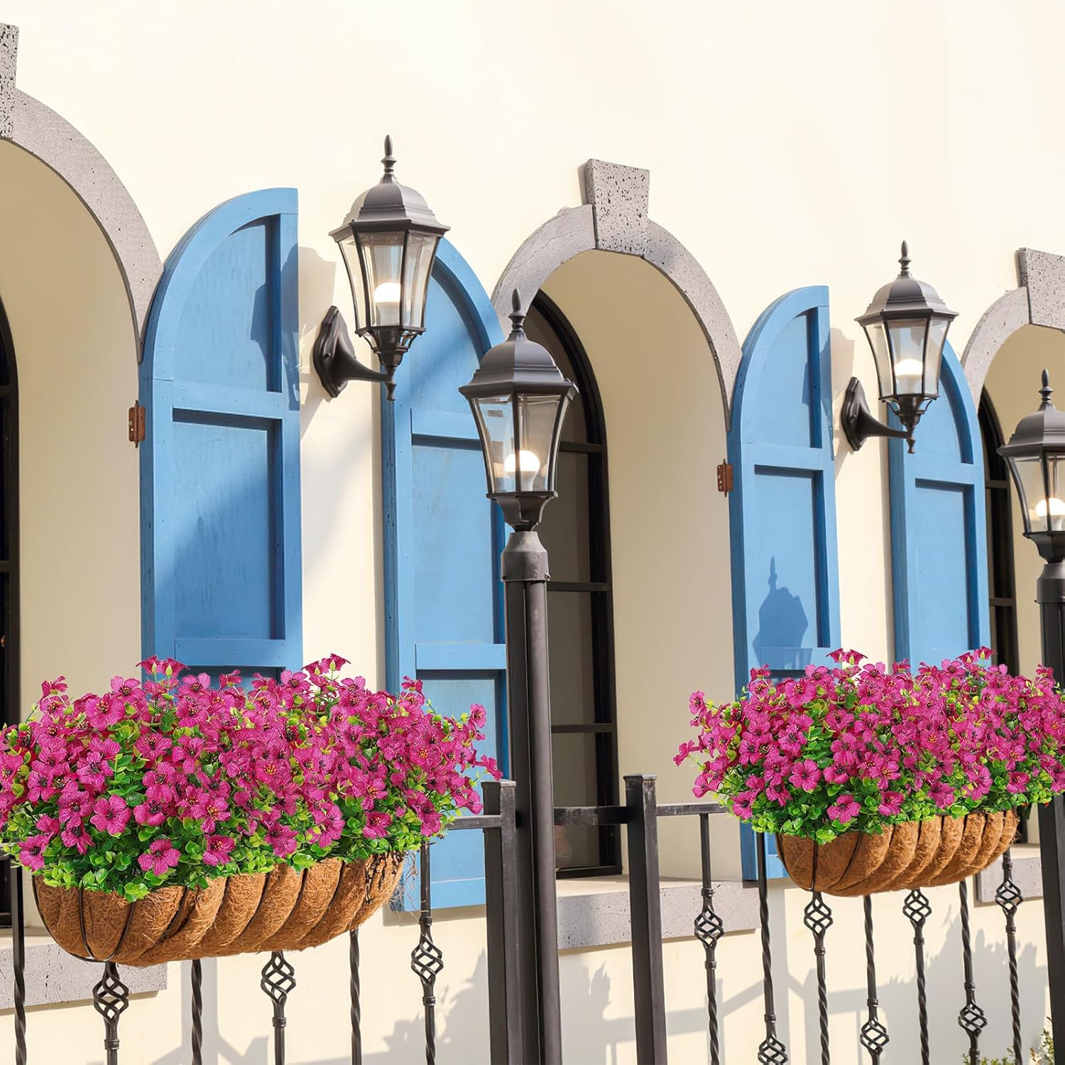 DEMIUKO 12 Bundles Artificial Flowers for Outdoor Fake Plants for Spring Decoration, Faux Daisy Flower with Eucalyptus Leaves UV Resistant Fake Silk Flowers for Home Porch Patio Garden Planters - Image 5