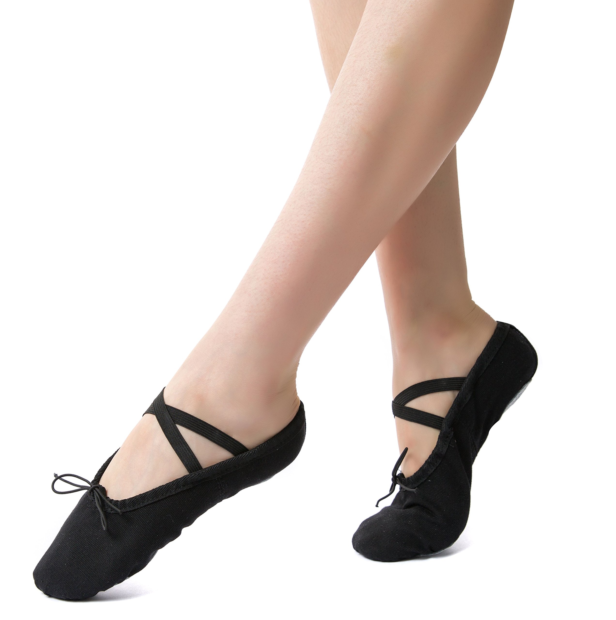 Nexete Toddler Kid Girl Classic #1 Canvas Ballet Dance Split-Sole Slipper Shoes (Little Kid 1 M, Black)