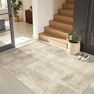 zesthome 3x5 Area Rugs, Modern Washable Rug, Non-Slip Rugs for Living Room, Stain Resistant Abstract Rugs, Ultra-Thin Indoor Area Rug 3x5, Home Decor Brown Rug
