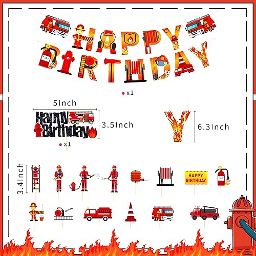 Miniatura 3 de LaVenty Sound The Alarm I Am 4 Globos de bomberos para decoración de cumpleaños de 4º cumpleaños