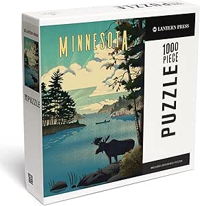 Amazon.com: Minnesota, Lithograph, Moose and Lake (1000 Piece Puzzle ...