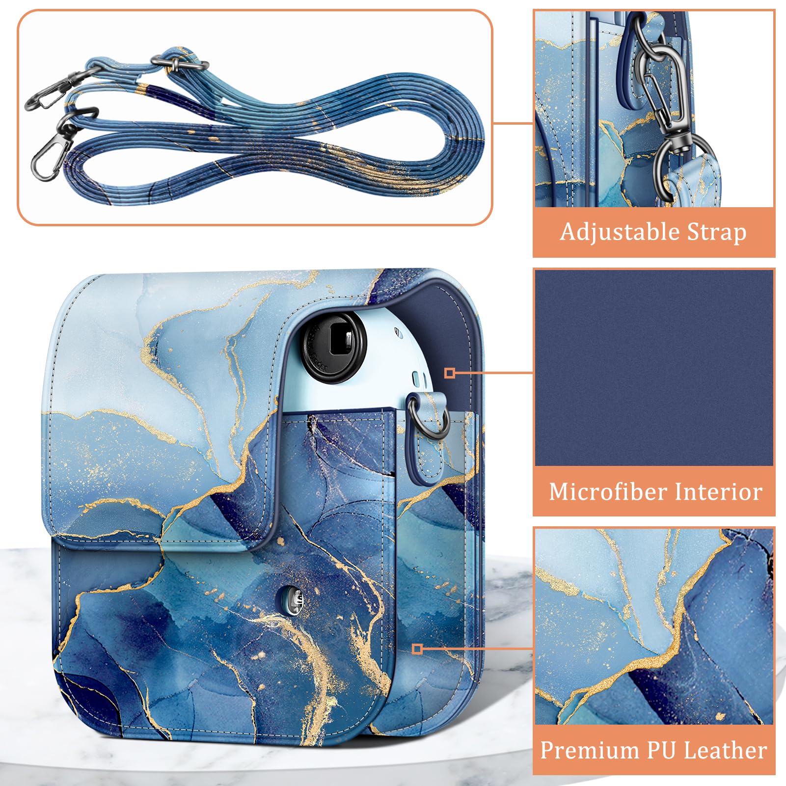 FINTIE Custodia Compatibile con Fujifilm Instax Mini 12 Fotografica Istantanea - Borsa Cover Protettiva in Similpelle con Tracolla Regolabile,