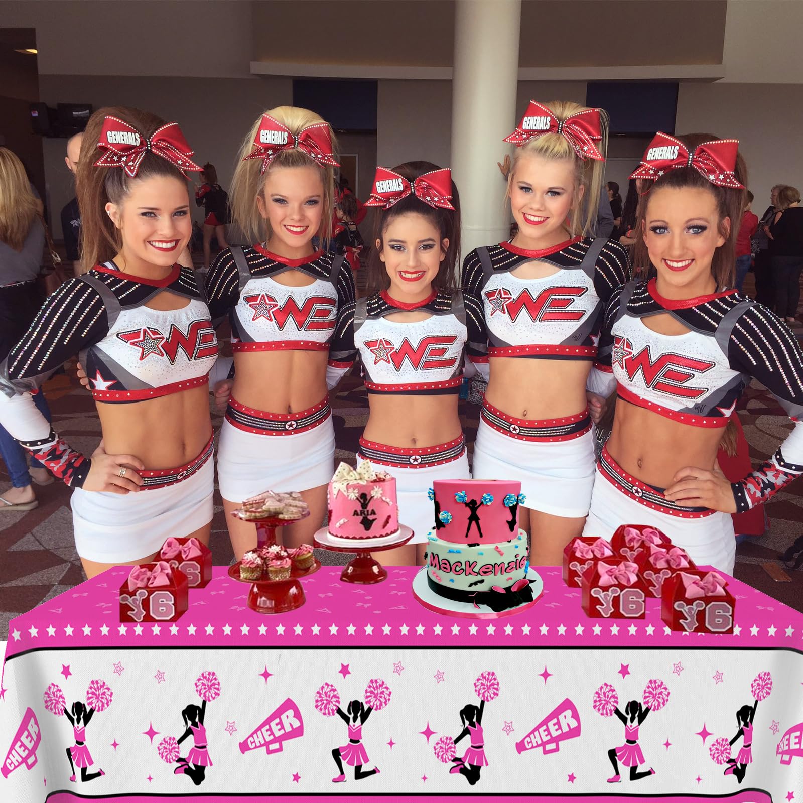 24-Piece Cheerleading Hanging Swirl Decorations - Hot Pink & Blue Ceiling Streamers For Gymnastics Birthday Parties