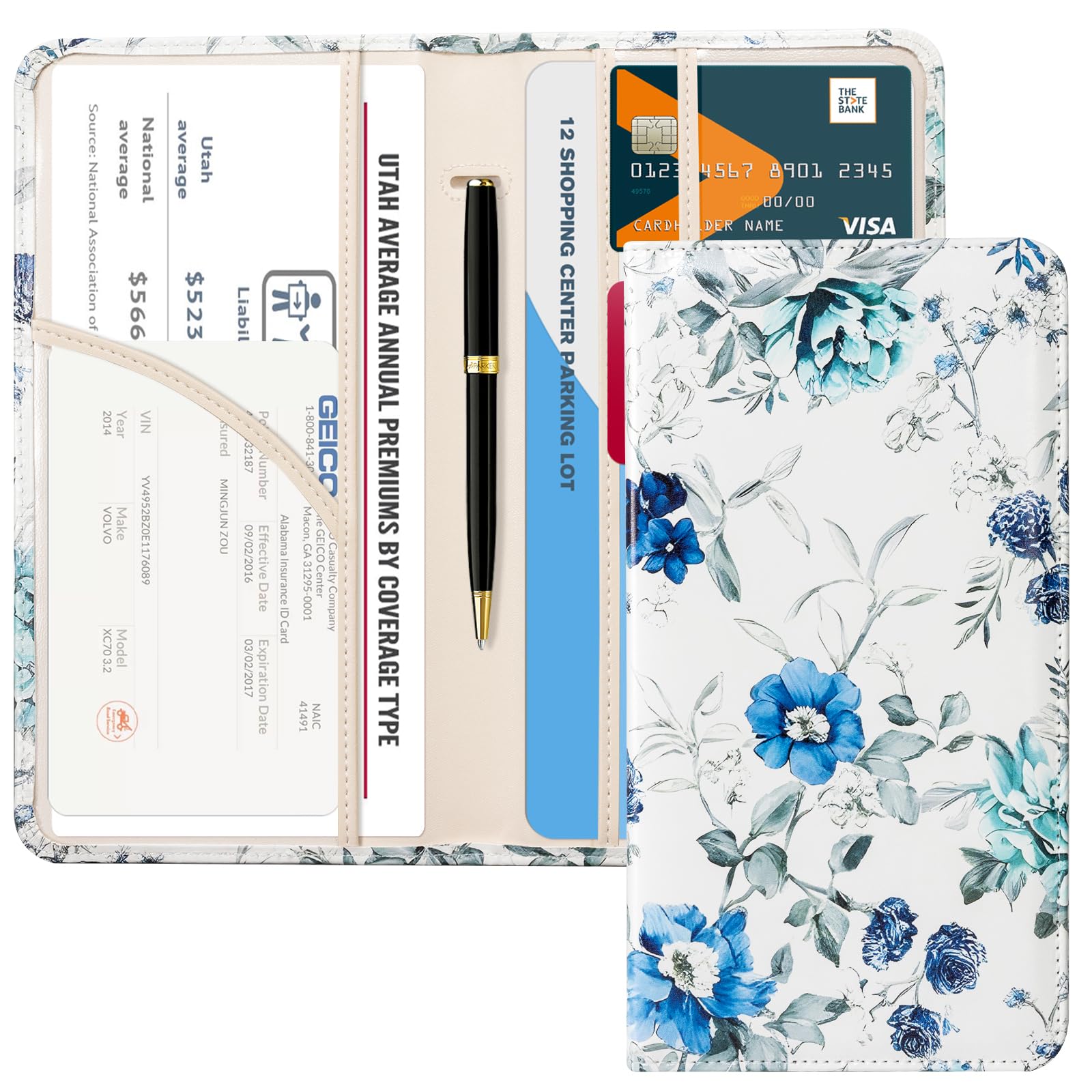 CoBak Car Registration and Insurance Holder | Vehicle Glove Box Organizer, Auto Truck Compartment Document Case with Magnetic Closure for Insurance &amp; Driver License