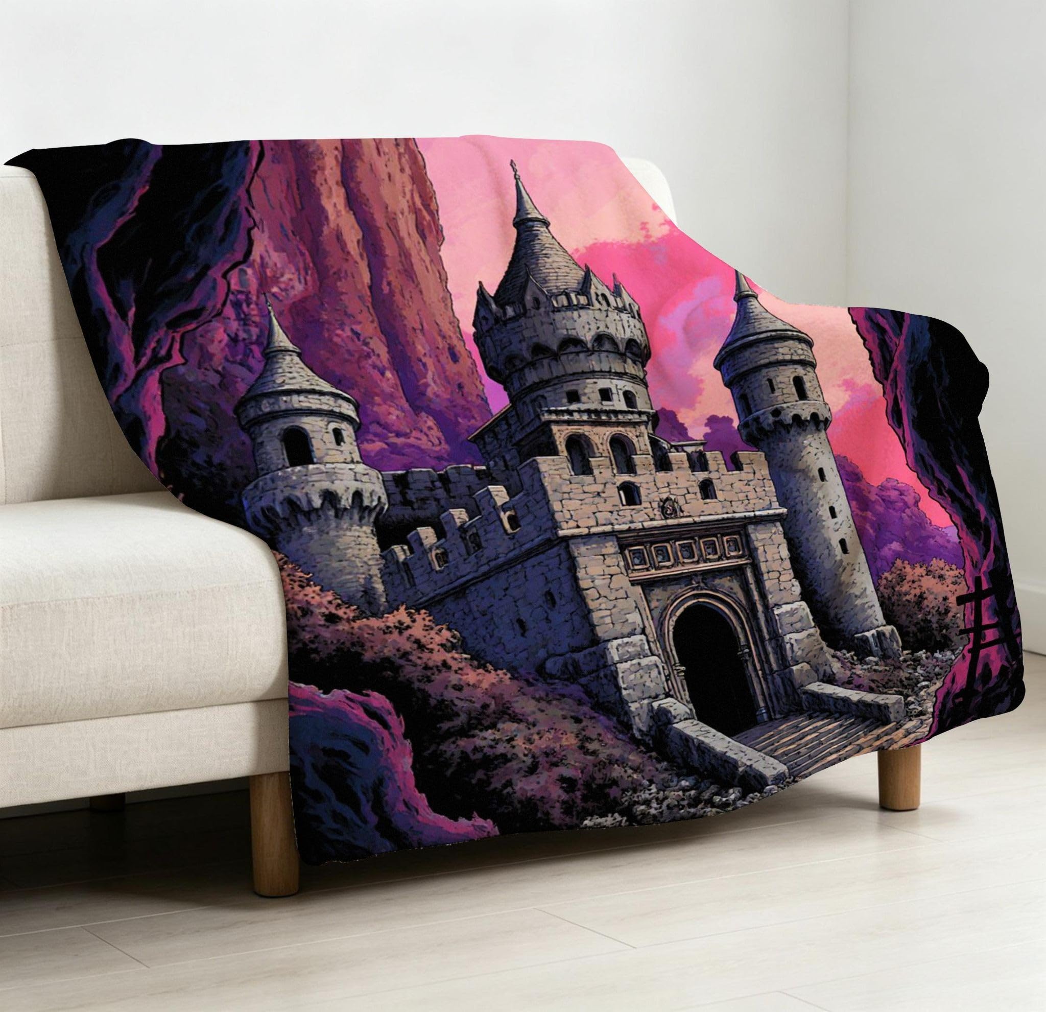 Manta Grande 180x220 cm Castillo 3D Polar Franela Térmica-A122