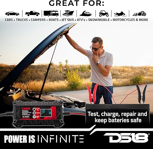 Miniatura 4 de DS18 INF-C6A - Cargador de batería de automóvil de 6 V/12 V, portátil, automático, inteligente de litio y AGM, cargador y mantenedor 6A para