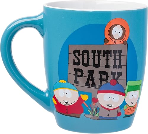 Miniatura 2 de Silver Buffalo South Park Kids and Logo Jumbo - Taza de cerámica curvada, 25 onzas