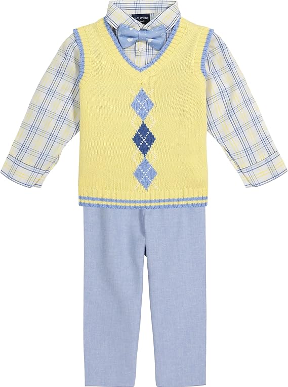 Nautica Baby Boys' 4-Piece Dress Shirt Vest Pants Tie Set