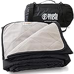 BRAWNTIDE Large Outdoor Waterproof Blanket - Extra Thick Fleece, Warm, Windproof, Sandproof, Ideal for Camping, Picnics, Grass, Stadiums, Travel, Hiking, Pets, Dogs, Concerts, Car, SUV, Truck (Black)