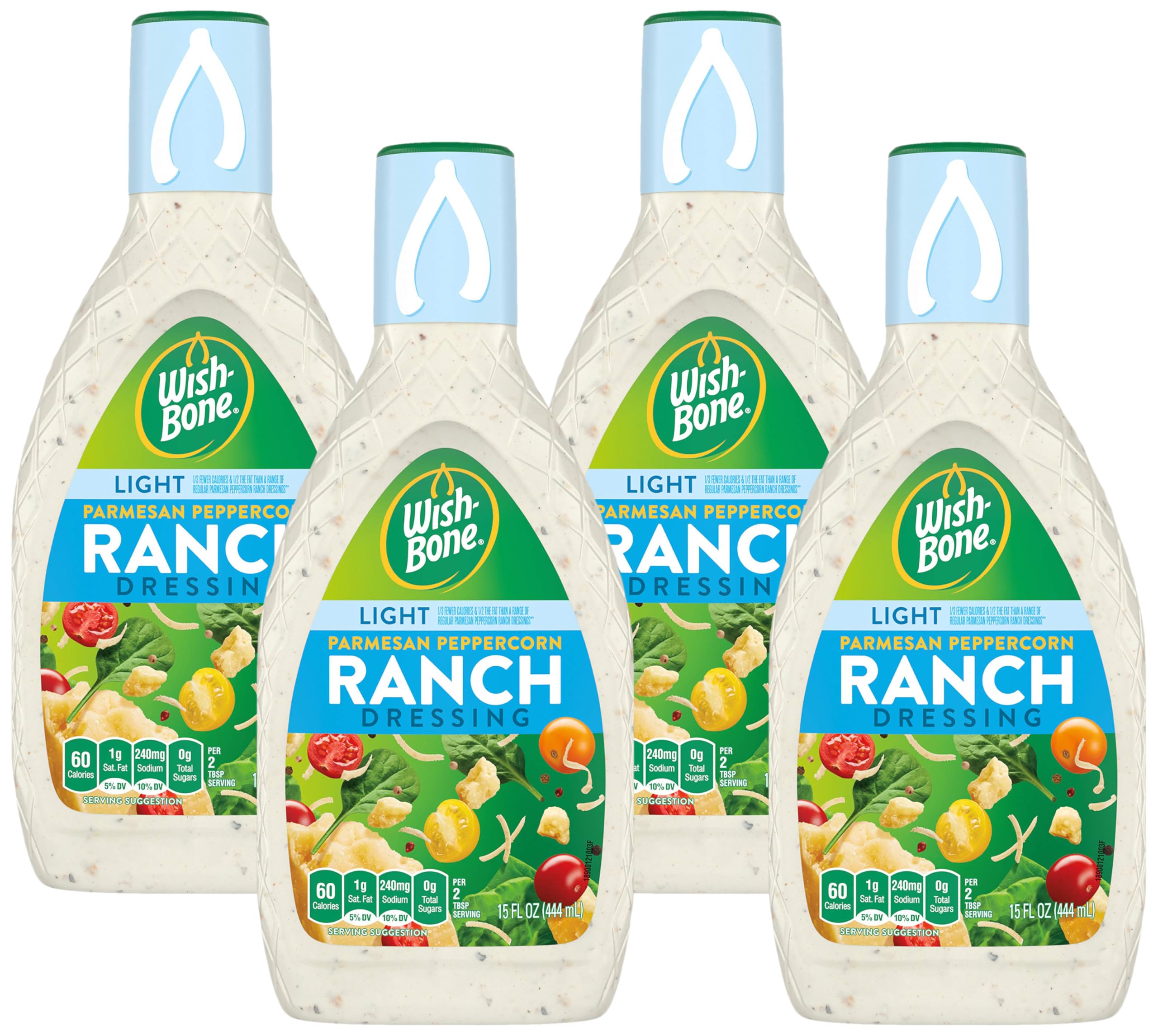 Wish-Bone Light Parmesan Peppercorn Ranch Dressing, 15 FL oz (Pack of 4)