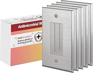 ENERLITES Metal Decorator Wall Plate, Stainless Steel Wall Plate, Outlet Cover, Corrosion Resistant, Mid-Size 1-Gang 4.88" x 3.11", 7731MA-5PCS, Silver, 5 Pack