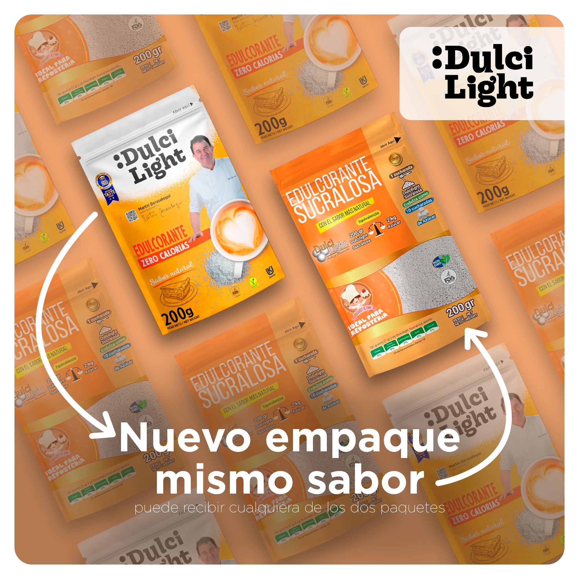 Dulcilight Edulcorante Sucralosa Zero Doypack 200 gr Sabor Natural Granulado con Fibra Vegetal Keto