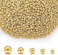 Vista 8 de 300 cuentas espaciadoras rellenas de oro para joyas, 0.157 in, plata, redondas, latón, cuentas para manualidades