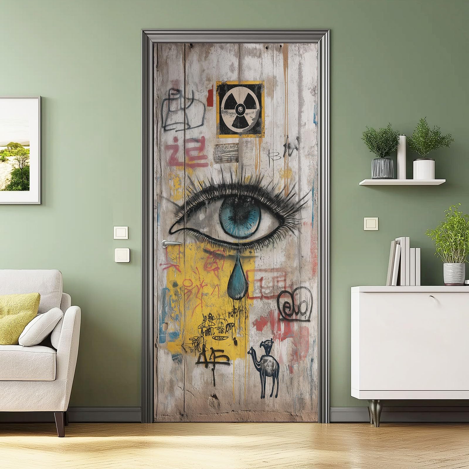 Sticker mural porte Banksy 3D en PVC industriel de qualité