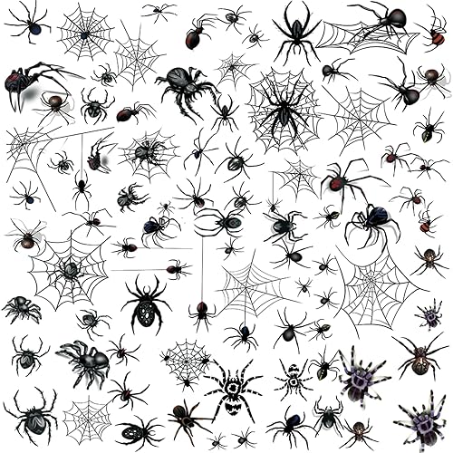 80 piezas de tatuajes temporales de telaraña de Halloween, kit de maquillaje de Halloween para mujeres adultas, tatuajes faciales realistas 3D de