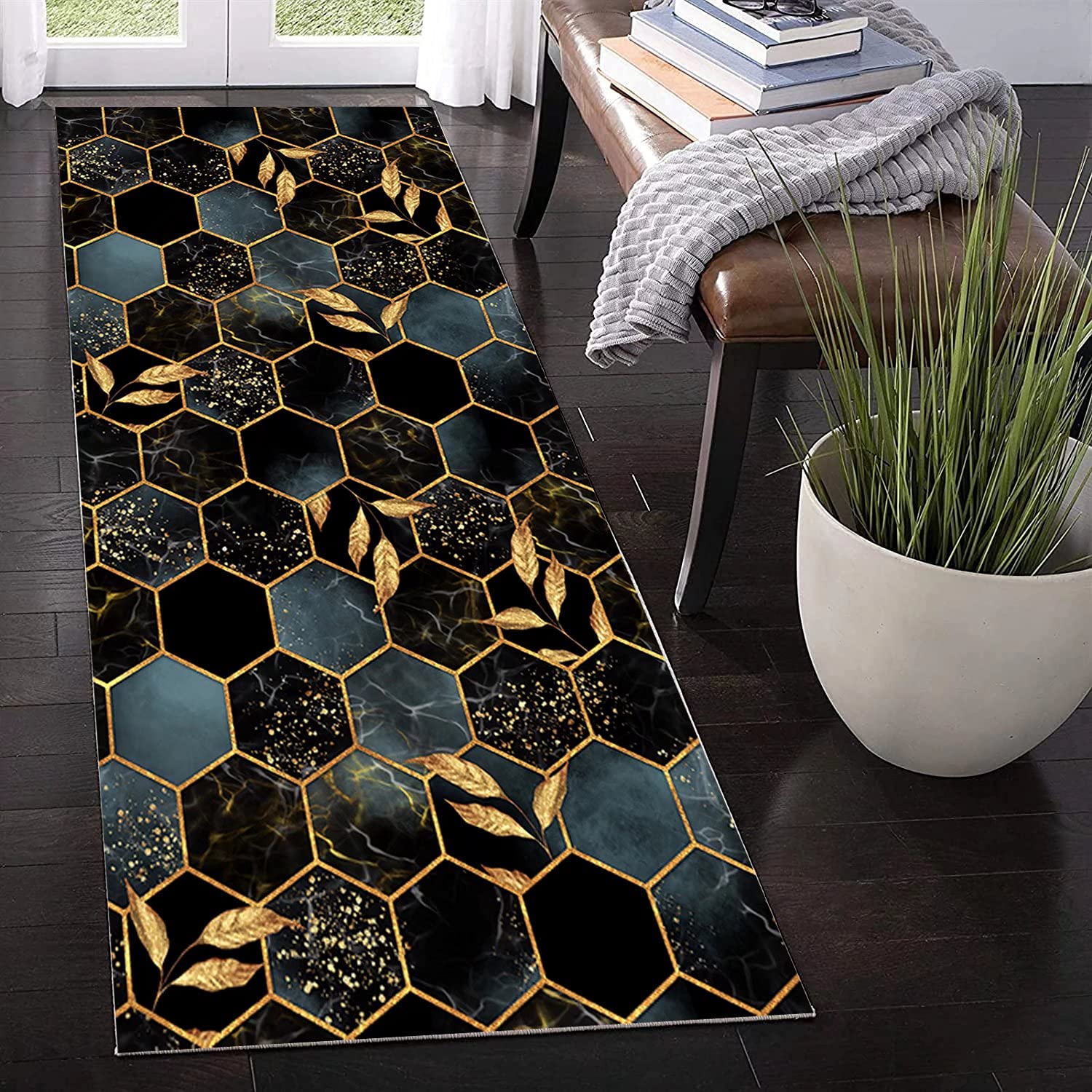 DTUQYX Tappeto Passatoia 90x140cm Antiscivolo Lavabile Antimacchia Durevole Motivo Geometrico Cucina Tappeti Runner Adatto Per Bagno, Soggiorno, Camera Da Letto, Sala Da Pranzo, Corridoio