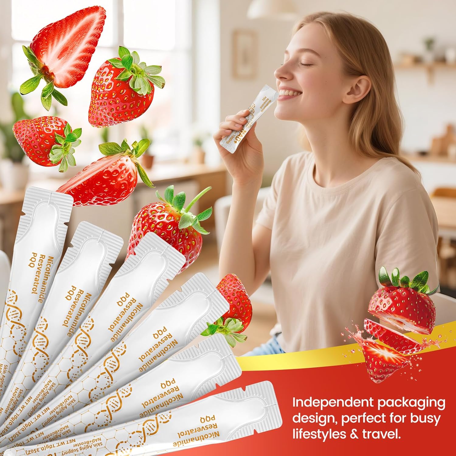 NAD Supplement, NAD+ Liquid, 1000mg Enhanced Formula with PQQ, Nicotinamide Riboside & Resveratrol, Advanced Anti-Aging Support for Men & Women, Sustained Energy, Vitality Boost (30 Packets) - Image 7